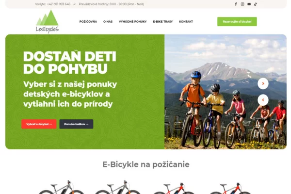 Požičovňa E-bicyklov Lesecycles z Banskej Bystrice nás oslovila, aby sme im vytvorili rýchlu a kvalitnú web stránku s rezervačným systémom napojeným na platobnú bránu (platba online kartou a bankovými tlačidlami),.